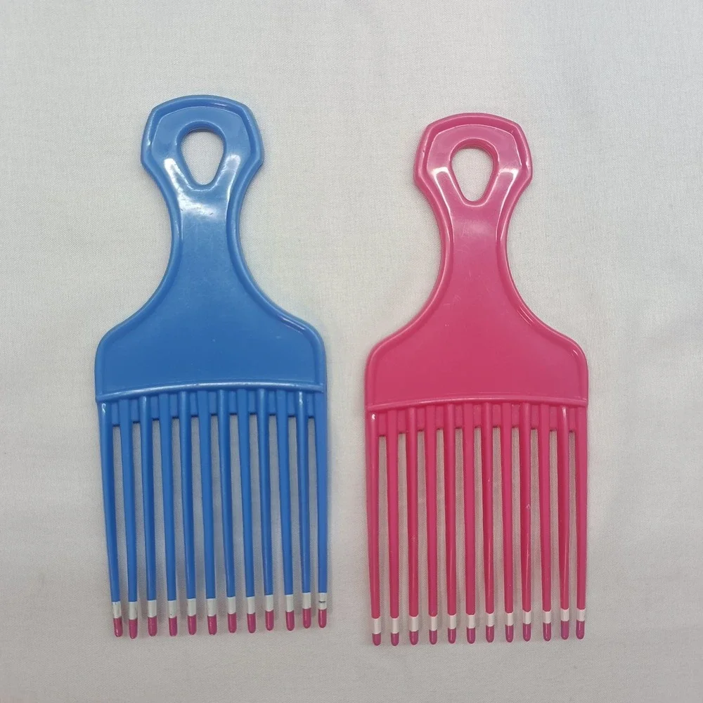 Lot Of 2 Vtg 80s 90s Goody USA Patent 4345608 Hair Color Dip Pick Comb Blue Pink